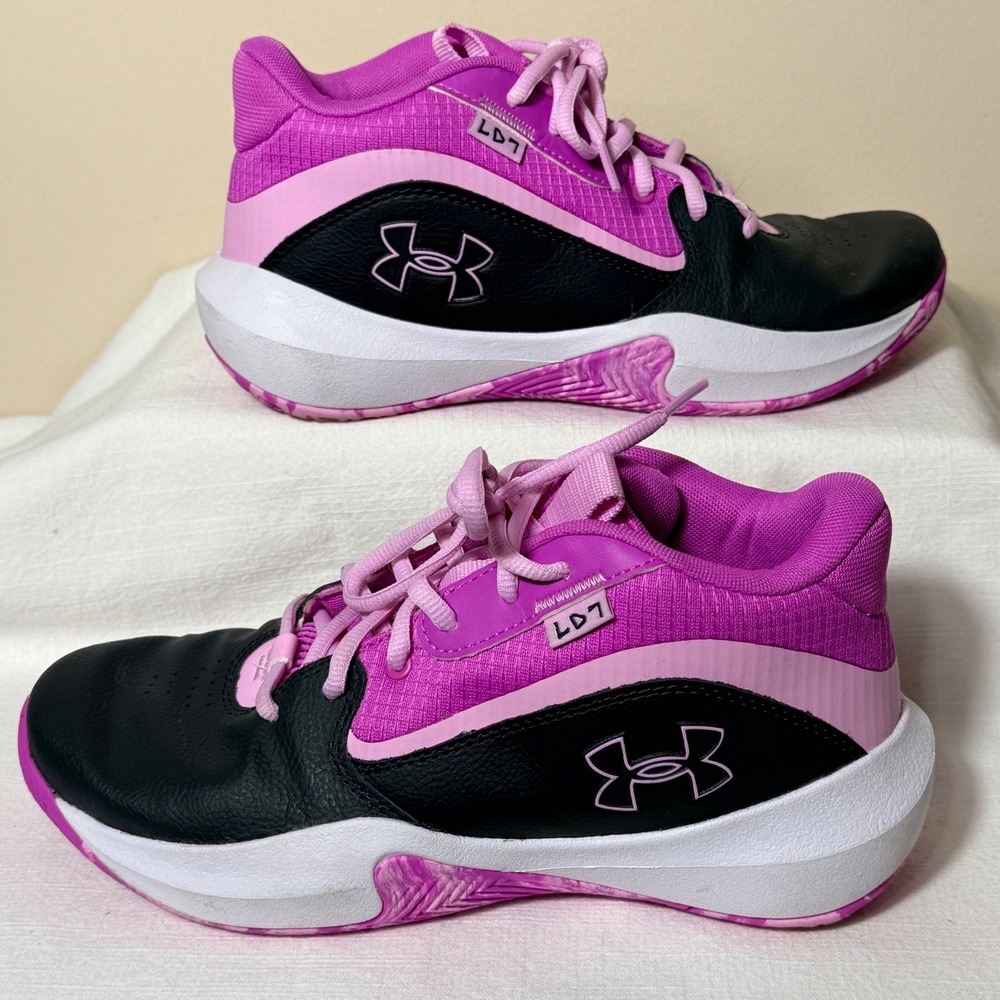 Under Armour Lockdown 6 Basketball Shoes Pink Black Purple 3028513-103 Youth 6Y - Picture 6 of 10